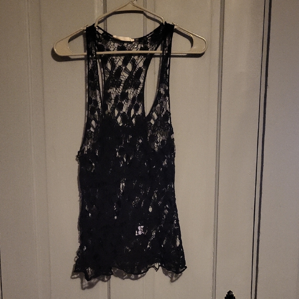 Love Tree Elegant Black Lace Tank Top